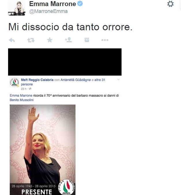 Il Movimento Sociale Fiamma Tricolore di Reggio Calabria ha usato su Facebook la sua immagine e l\'artista ha segnalato la pagina: \